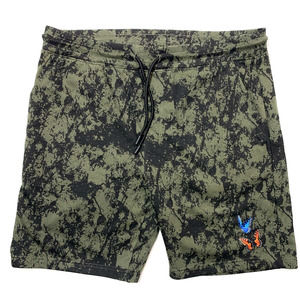 WXYZ Mfg Co | Men XL Black/Green Tie-Dye Fleece Drawstring Shorts Goth Punk